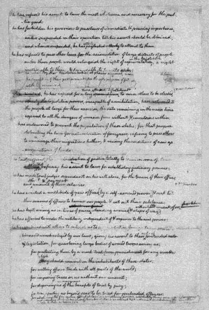 Thomas Jefferson annotated Declaration of Independence