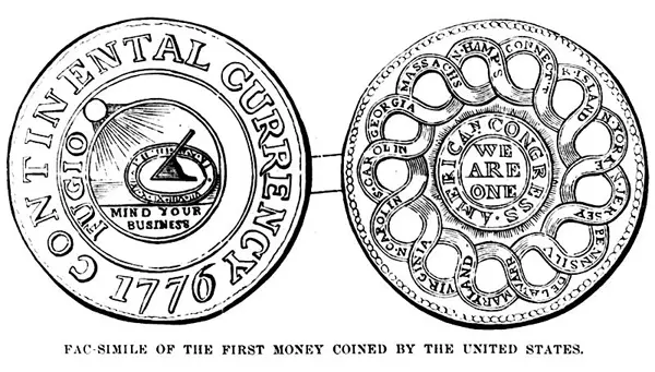 Facsimile of the first money coined by the United States